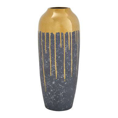 Orsina Cyrus Large Ceramic Vase – Modern Grey and Gold Statement Piece