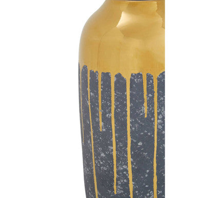 Orsina Cyrus Large Ceramic Vase – Modern Grey and Gold Statement Piece