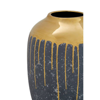 Orsina Cyrus Grey and Gold Small Ceramic Vase | Modern Tabletop Decor