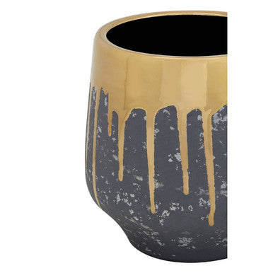Orsina Cyrus Small Ceramic Planter – Speckled Grey and Gold Pot