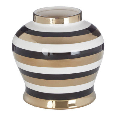 Orsina Zeina Small Ceramic Jar – Striped Gold, White & Black Storage