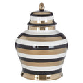Orsina Zeina Small Ceramic Jar – Striped Gold, White & Black Storage