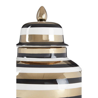 Orsina Zeina Small Ceramic Jar – Striped Gold, White & Black Storage