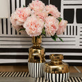 Orsina Cassia Large Ceramic Vase – Black, White and Gold Striped