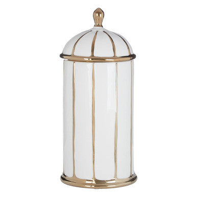 Orsina Coletta Large White and Gold Ceramic Jar with Lid