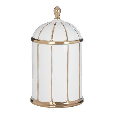 Orsina Coletta Ceramic Jar – Medium White and Gold Bathroom Storage