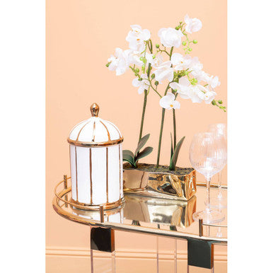 Orsina Coletta Ceramic Jar – Medium White and Gold Bathroom Storage