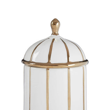 Orsina Coletta Ceramic Jar – Medium White and Gold Bathroom Storage