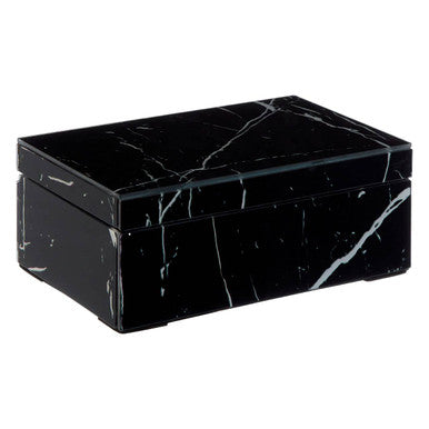 Orsina Renata Small Black Marble Glass Trinket Box & Jewelry Case