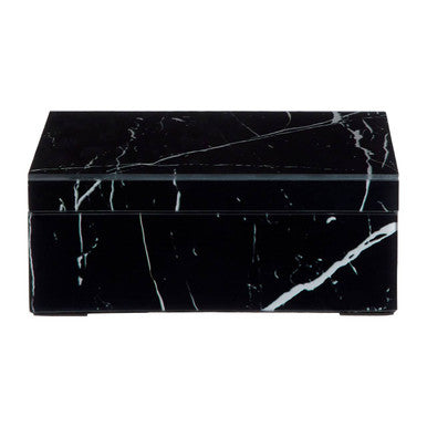 Orsina Renata Small Black Marble Glass Trinket Box & Jewelry Case