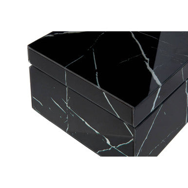 Orsina Renata Small Black Marble Glass Trinket Box & Jewelry Case