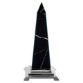 Orsina Renata Small Black Marble Glass Obelisk Sculpture | Silver Base
