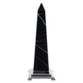 Orsina Renata Large Black Marble Glass Obelisk Sculpture | Silver Base