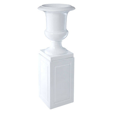 Orsina Josten White Pedestal Planter – High Gloss Sculptural Pot