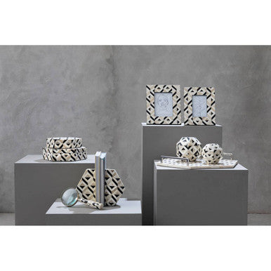Orsina Harlo Geometric Bookends – Ivory and Black Composite Set of 2