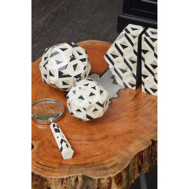 Orsina Harlo Geometric Bookends – Ivory and Black Composite Set of 2