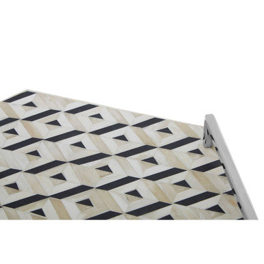 Orsina Harlo Hexagon Decorative Tray | Ivory and Black Resin with Handles