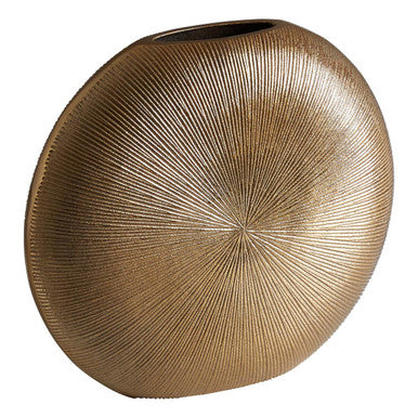 Orsina Estrella Small Gold Round Vase – Fluted Aluminium Tabletop Decor