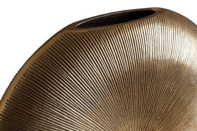 Orsina Estrella Small Gold Round Vase – Fluted Aluminium Tabletop Decor