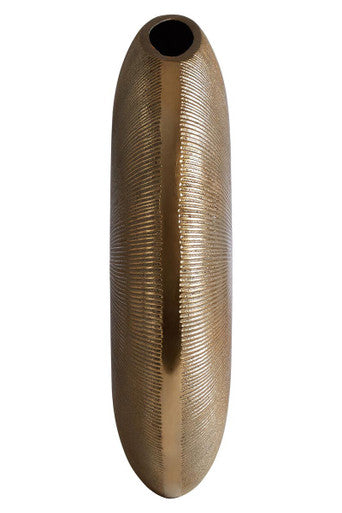 Orsina Estrella Large Gold Round Aluminium Vase – Fluted Floral Decor
