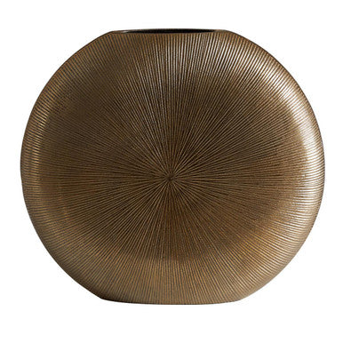 Orsina Estrella Large Gold Round Aluminium Vase – Fluted Floral Decor
