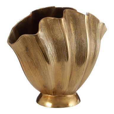 Orsina Estrella Small Gold Fluted Aluminium Vase – Sculptural Decor