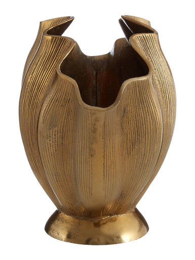 Orsina Estrella Small Gold Fluted Aluminium Vase – Sculptural Decor