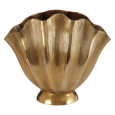 Orsina Estrella Small Gold Fluted Aluminium Vase – Sculptural Decor