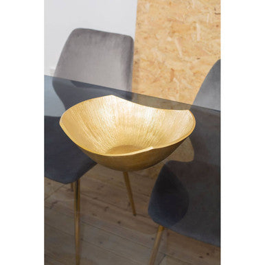 Orsina Estrella Large Gold Finish Bowl | Fluted Aluminium Centerpiece