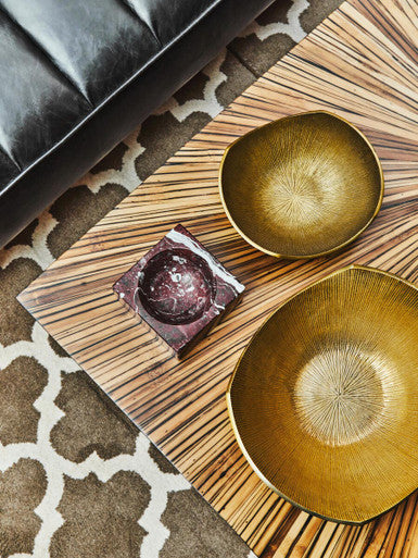 Orsina Estrella Large Gold Finish Bowl | Fluted Aluminium Centerpiece