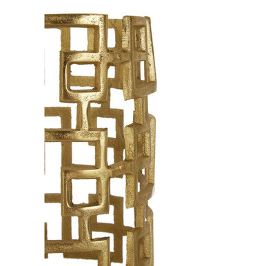 Orsina Delphi Large Gold Hurricane Candle Holder | Geometric Aluminium