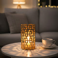 Orsina Delphi Large Gold Hurricane Candle Holder | Geometric Aluminium