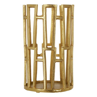 Orsina Delphi Small Gold Candle Holder – Art Deco Geometric Metal Decor