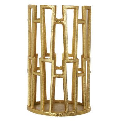 Orsina Delphi Small Gold Candle Holder – Art Deco Geometric Metal Decor