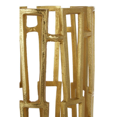 Orsina Delphi Small Gold Candle Holder – Art Deco Geometric Metal Decor