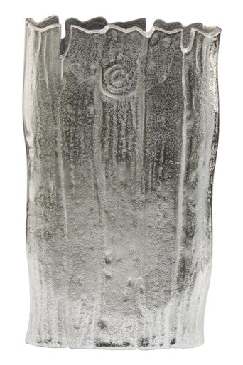 Orsina Albero Large Silver Aluminium Floor Vase – Textured Modern Decor