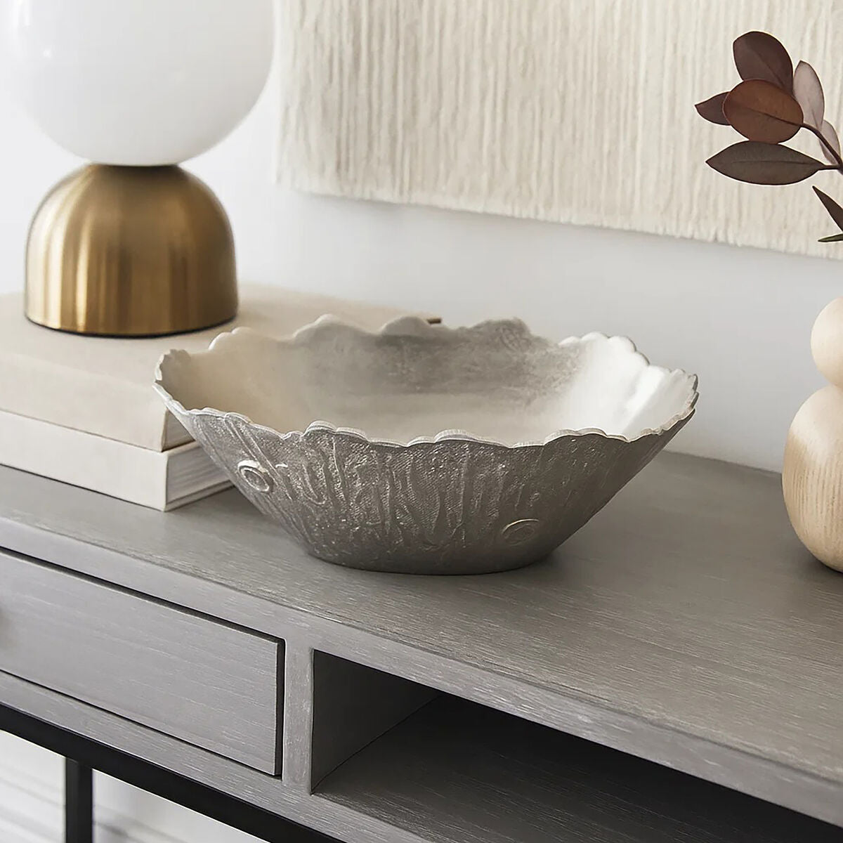 Orsina Albero Large Silver Bowl – Handcrafted Sculptural Aluminium