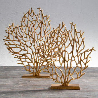 Orsina Prato Small Gold Coral Sculpture – Aluminum Tabletop Decor