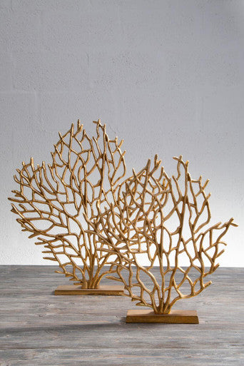 Orsina Prato Large Gold Coral Sculpture | Hand-Cast Aluminium Decor