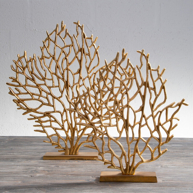 Orsina Prato Large Gold Coral Sculpture | Hand-Cast Aluminium Decor