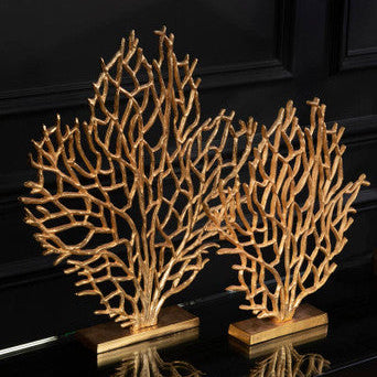 Orsina Prato Large Gold Coral Sculpture | Hand-Cast Aluminium Decor