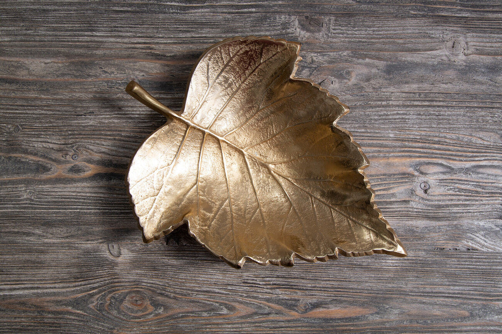 Orsina Gold Maple Leaf Dish – Decorative Aluminium Jewelry Catchall