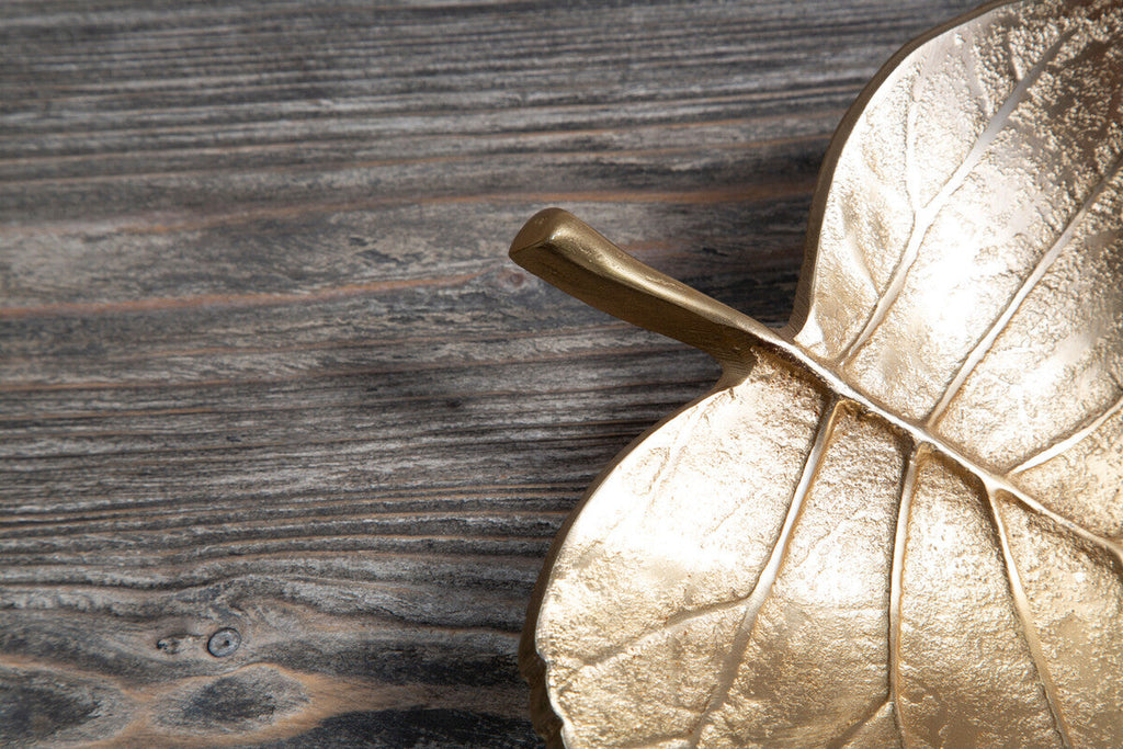 Orsina Gold Maple Leaf Dish – Decorative Aluminium Jewelry Catchall