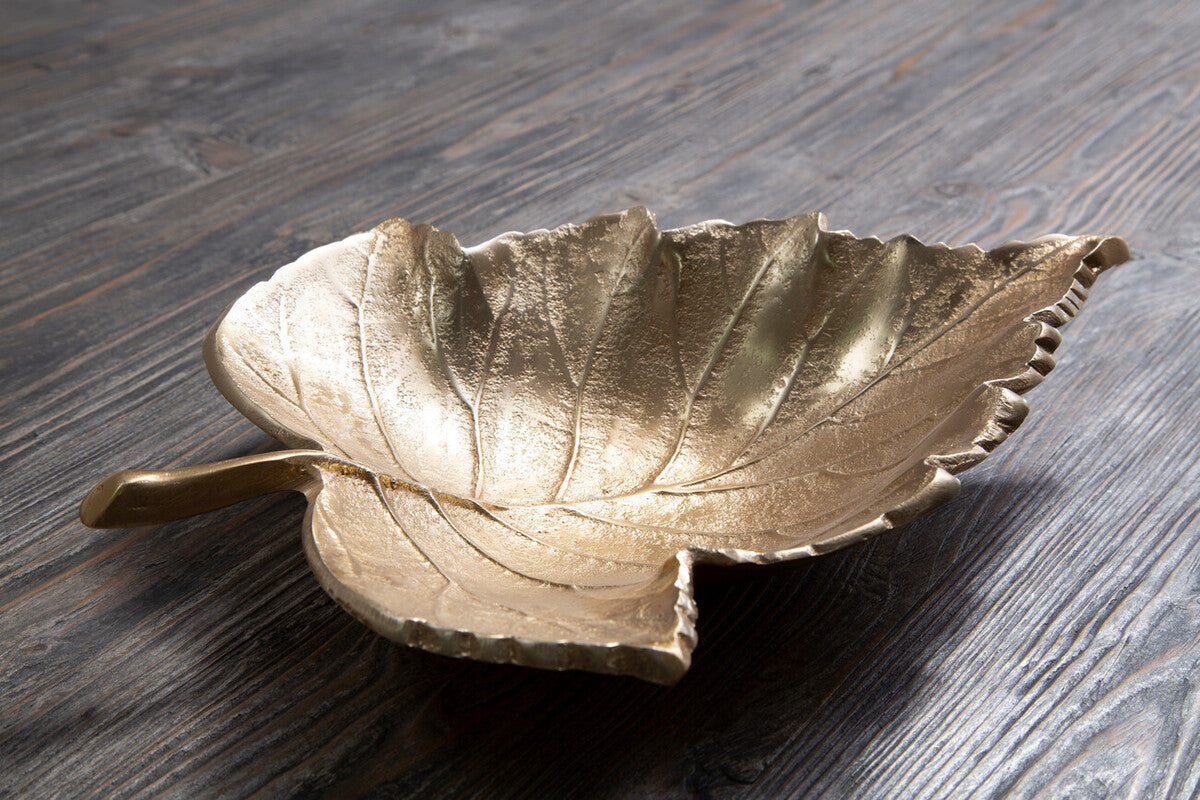 Orsina Gold Maple Leaf Dish – Decorative Aluminium Jewelry Catchall