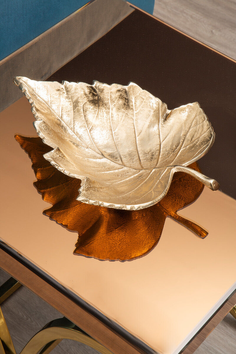 Orsina Gold Maple Leaf Dish – Decorative Aluminium Jewelry Catchall