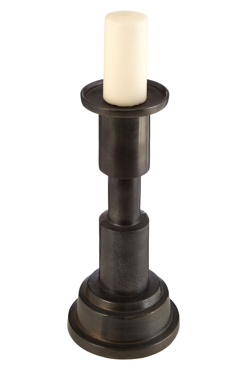 Orsina Zac Small Candle Holder – Matte Black Sculptural Pillar Stand