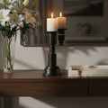 Orsina Zac Small Candle Holder – Matte Black Sculptural Pillar Stand