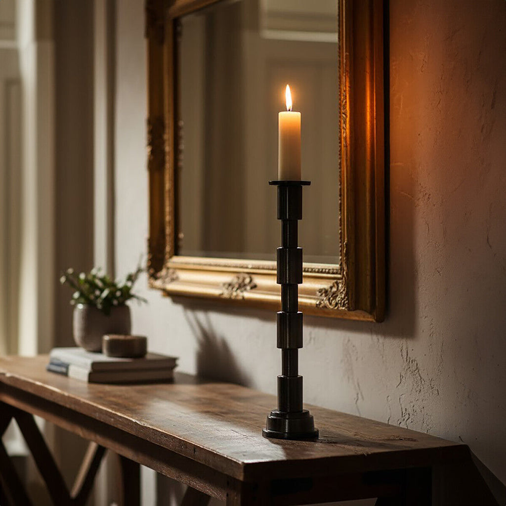 Orsina Zac Large Pillar Candle Holder – Matte Black Metal Stand