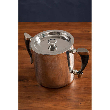 Orsina Haven Hammered Silver Ice Bucket with Horn Handles and Tongs