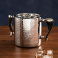 Orsina Haven Hammered Silver Ice Bucket with Horn Handles and Tongs
